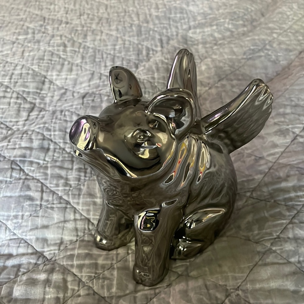 Silver Angel pig ceramic